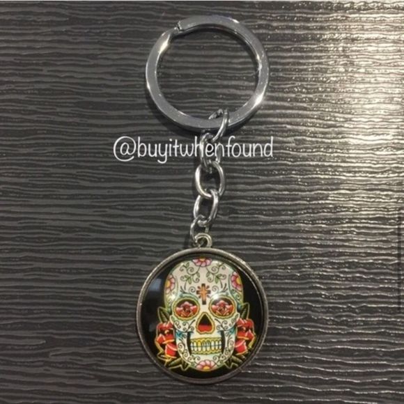 K Tie Dye Peace & Day of the Dead Cabochon Keychains - Picture 2 of 8